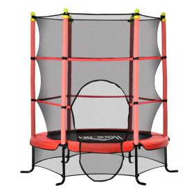 Soozier 5.3FT Kids Trampoline, Red, with Safety Enclosure, for 3-10 Years Old, Indoor/Outdoor Use