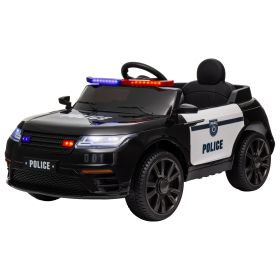 Qaba Kids Police Car Toy, 12V Battery Powered Ride-on Toys Cop Cars w/ 3 Adjustable Speeds & Remote for Ages 3+, Black