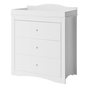 Changing Table Dresser Baby Diaper Change Station with 3 Drawers White
