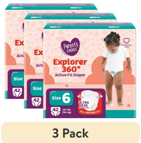 Parents Choice Explorer 360 Active Fit Diaper Pants Size 6 42 Count 3 Pack