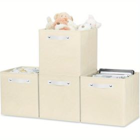 Storage Bins Collapsible Fabric Storage Cube Organizer with Handles 13x13x13 Inches Lightweight 4-Pack Clothes Baskets Waterproof Large Storage C