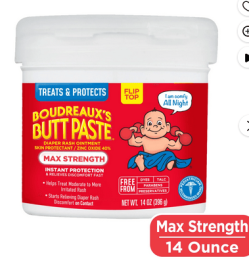 Boudreaux's Butt Paste Maximum Strength, Baby Diaper Rash Cream, Infant Ointment, 14 oz Flip-Top