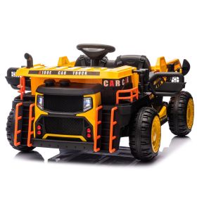 24V Two-seater Kids Ride On Electric Car W/parents control,Seat width 19.69in,400W motor,E-rear dump,light&rear searchlight,USB,MP3,Bluetooth,Mus