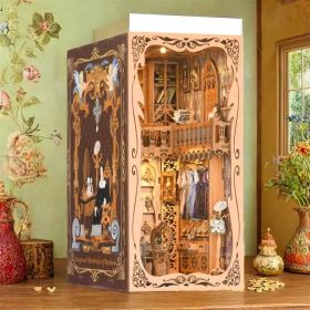 Duchess Cloakroom Book Corner Kit Homemade Miniature Dollhouse 3D Wooden Puzzle Bookshelf Insert Decoration With LED Light Craft Kit (Option: As photo)