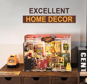 ROBOTIME DIY Miniature House Kit Garage Workshop With Light, Wooden Dollhouse Model Building Kit For Adults And Children, Holiday Birthday Gifts (Option: DG165)
