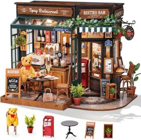 Rolife DIY Miniature House Kit Model Kits For Adults To Build Home Desk Bookshelf Decoration Tipsy Restaurant Craft Kits Hobbies For Adults Gift (Option: DG167)