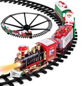 Electric Train Set Kid Toy Xmas Steam Train Kit Tree Surround Track Battery Operated With Sound Light Santa Claus Christmas Gift (Option: Multicolor)
