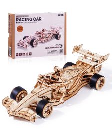 ROBOTIME 3D Wooden Puzzle Racing Car Model Kits With Mechanical Roaring Engine (Option: LK505)