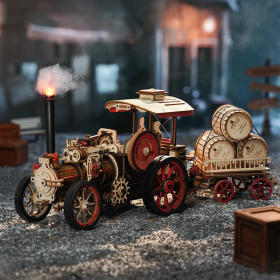 ROKR Steam Engine Mechanical 3D Wooden Puzzle, Only Supports TK And Independent Website Platforms (Option: Steam Engine)