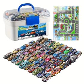 A 50-piece Alloy Toy Car Set With A Storage Box And A Foldable Play Mat, As Well As A Wide Variety Of Combinations, Perfect As An Educational And (Option: Toy car set)