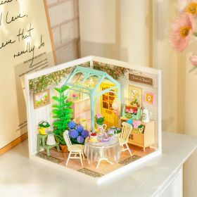 ROBOTIME DIY Miniature House Kit Dollhouse Model Building Craft Kit Birthday Creative Gifts For Adults Kids Girls Boys Blooming Tea Garden (Option: DW013B)