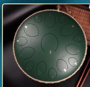 14-inch 15-tone Kongling Drum Guofeng Lotus Drum Steel Tongue Drum Percussion Instrument (Color: Stone Green)