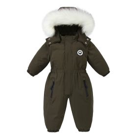 Baby Winter Snowsuit Toddler Jacket Clothes For Boy Infant Jumpsuit (Color: Green, size: 120cm)