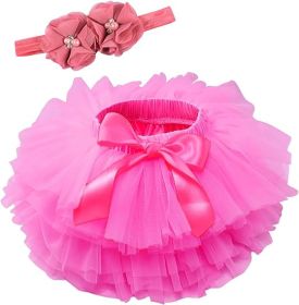 Toddle Tutu Skirt for Baby Girl with Diaper Cover, Soft Baby Tutu Dress 0-6months with Flower Headband (Color: rose red, size: M)