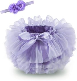 Toddle Tutu Skirt for Baby Girl with Diaper Cover, Soft Baby Tutu Dress 0-6months with Flower Headband (Color: Purple, size: M)