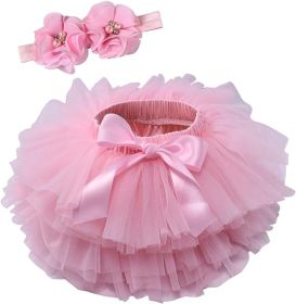 Toddle Tutu Skirt for Baby Girl with Diaper Cover, Soft Baby Tutu Dress 0-6months with Flower Headband (Color: Pink, size: L)