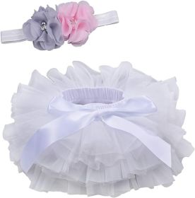 Toddle Tutu Skirt for Baby Girl with Diaper Cover, Soft Baby Tutu Dress 0-6months with Flower Headband (Color: White, size: M)
