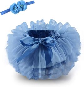 Toddle Tutu Skirt for Baby Girl with Diaper Cover, Soft Baby Tutu Dress 0-6months with Flower Headband (Color: navy, size: S)