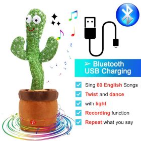 Bluetooth Dancing Cactus Repeat Talking Toy 60/120 Songs Electronic Plush Toys Singing Recording Doll Early Education for Kids (Ships From: China, Color: Bluetooth Cactus)