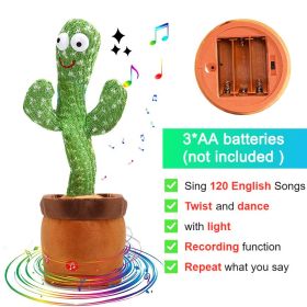 Bluetooth Dancing Cactus Repeat Talking Toy 60/120 Songs Electronic Plush Toys Singing Recording Doll Early Education for Kids (Ships From: China, Color: Battery Cactus)