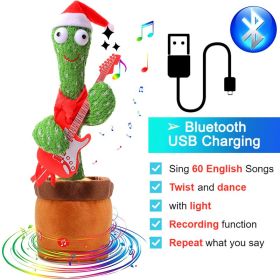 Bluetooth Dancing Cactus Repeat Talking Toy 60/120 Songs Electronic Plush Toys Singing Recording Doll Early Education for Kids (Ships From: China, Color: Bluetooth Guitar)
