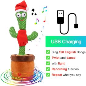 Bluetooth Dancing Cactus Repeat Talking Toy 60/120 Songs Electronic Plush Toys Singing Recording Doll Early Education for Kids (Ships From: China, Color: Charge Christmas)