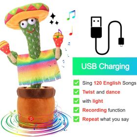 Bluetooth Dancing Cactus Repeat Talking Toy 60/120 Songs Electronic Plush Toys Singing Recording Doll Early Education for Kids (Ships From: China, Color: Charge Hammer)