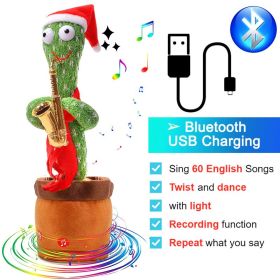 Bluetooth Dancing Cactus Repeat Talking Toy 60/120 Songs Electronic Plush Toys Singing Recording Doll Early Education for Kids (Ships From: China, Color: Bluetooth Saxophone)