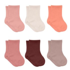 Newborn Girl's Cotton Ankle-Hi Socks (Color: rose)