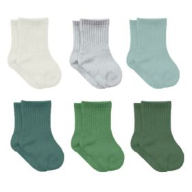 Newborn Girl's Cotton Ankle-Hi Socks (Color: Green)