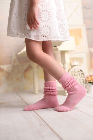 Pink Kids Slouch Socks 1 Pair Cotton Knee High Kids Socks (size: 3-5 Years)