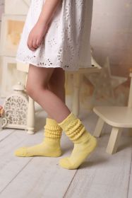 Yellow Kids Slouch Socks Knee High 1 Pair Scrunch Socks 3-15 Years Old (size: 3-5 Years)