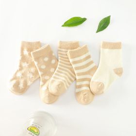 Cotton tube child socks (Color: Khaki, size: SS)