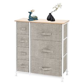 Dresser With 7 Drawers - Furniture Storage Tower Unit For Bedroom, Hallway, Closet, Office Organization - Steel Frame, Wood Top (Color: Linen)