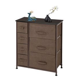 Dresser With 7 Drawers - Furniture Storage Tower Unit For Bedroom, Hallway, Closet, Office Organization - Steel Frame, Wood Top (Color: brown)
