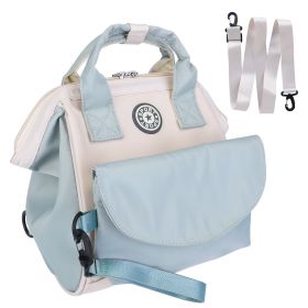 Baby Nappy Diaper Bag with 6 Pockets Burp Cloth Adjustable Shoulder Strap Detachable Small Bag Multifunctional Diaper Changing Bag with 2 Insulat (Color: Blue)