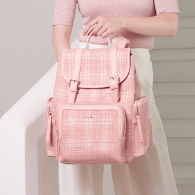 SUNVENO Diaper Bag Backpack, Baby Changing Bag Nappy Tweed Baby Diaper Bags Multifunction Waterproof for Travel (Color: Pink)