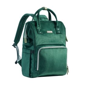 SUNVENO Velvet Stitching Diaper Bag Backpack Large Capacity Tote Shoulder Nappy Bag Organizer for Baby Care with Insulated Pockets,Waterproof Fab (Color: olive)