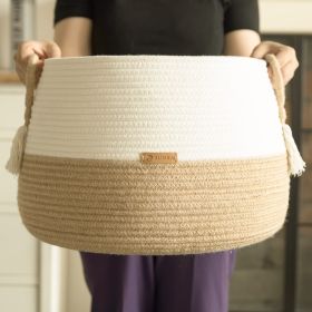 Xemussa 1pc Brown Tassel Handle Cotton rope Large Storage Basket for Toy, Small Basket for Stuffed Animal,Clothes (size: XL)