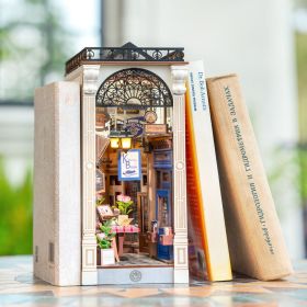 ROBOTIME DIY Book Nook Kit - Arcade Dating Scene With Dust Cover, 3D Wooden Miniature Dollhouse Puzzle, Creative Bookend Bookshelf Decor, Unique (size: TGB10)